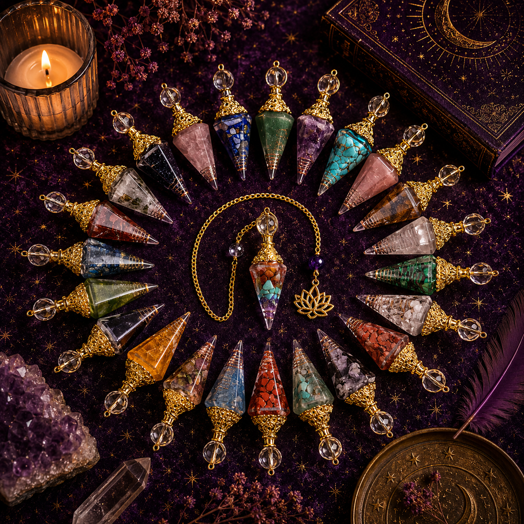 Pendule Éclat d’Âme – Pierre & Chaîne Dorée