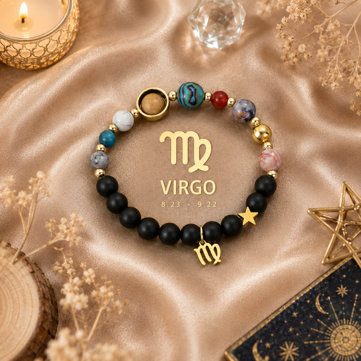 Bracelet Céleste – Signe Astrologique & Planètes