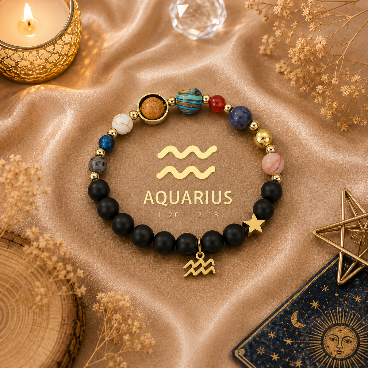 Bracelet Céleste – Signe Astrologique & Planètes