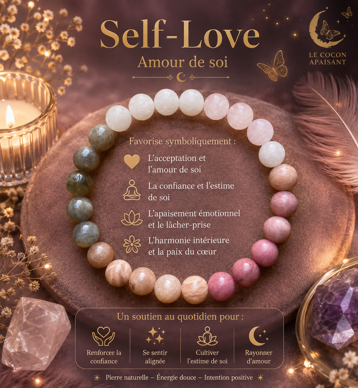 Bracelet d’Intention en Pierres Naturelles – 6 Énergies au Choix