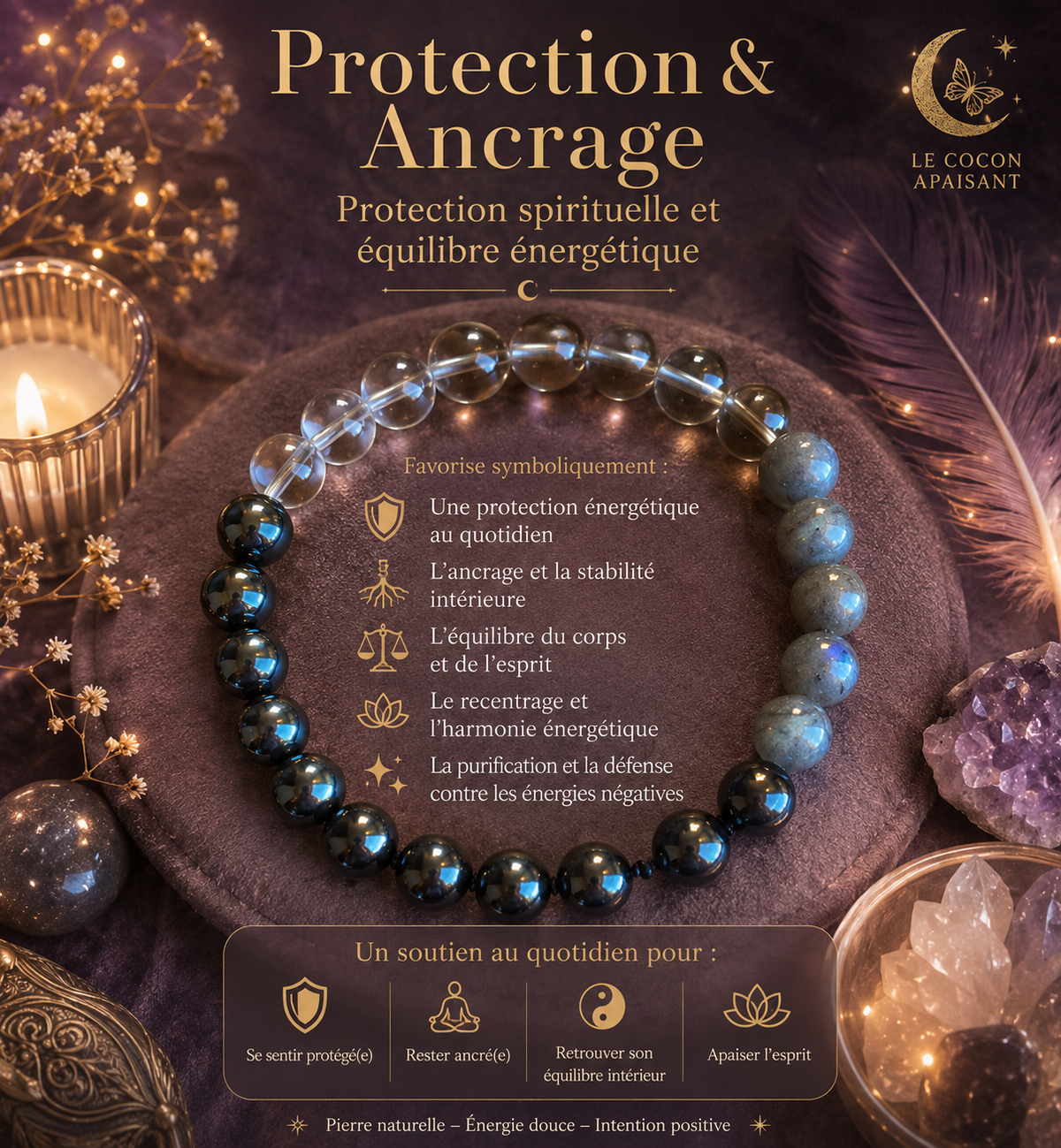 Bracelet d’Intention en Pierres Naturelles – 6 Énergies au Choix