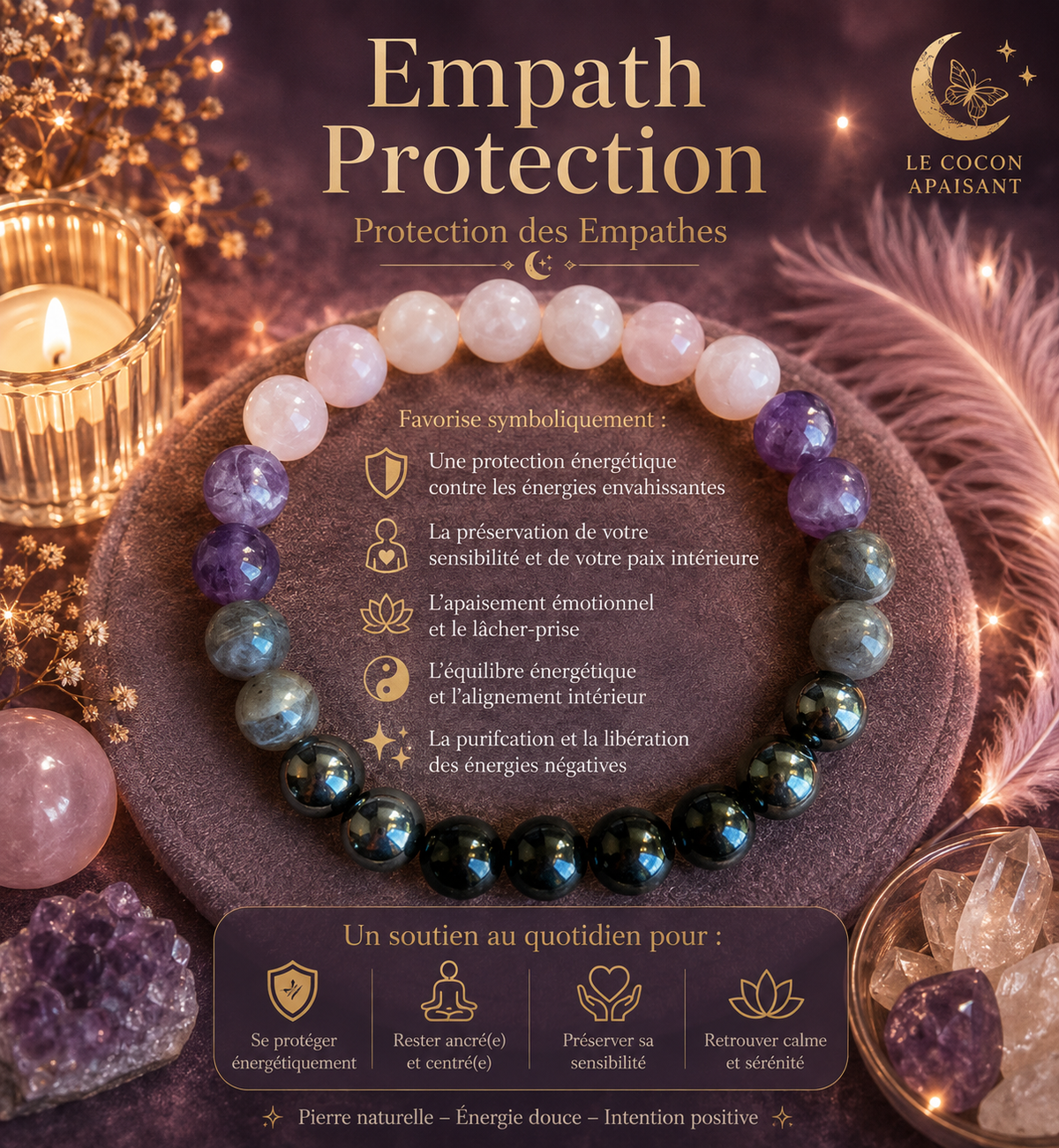 Bracelet d’Intention en Pierres Naturelles – 6 Énergies au Choix