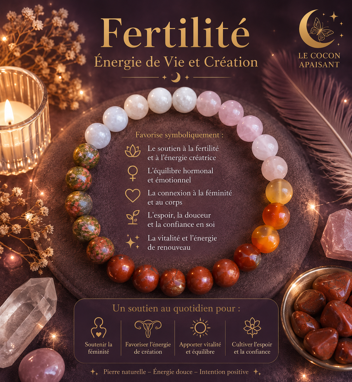 Bracelet d’Intention en Pierres Naturelles – 6 Énergies au Choix
