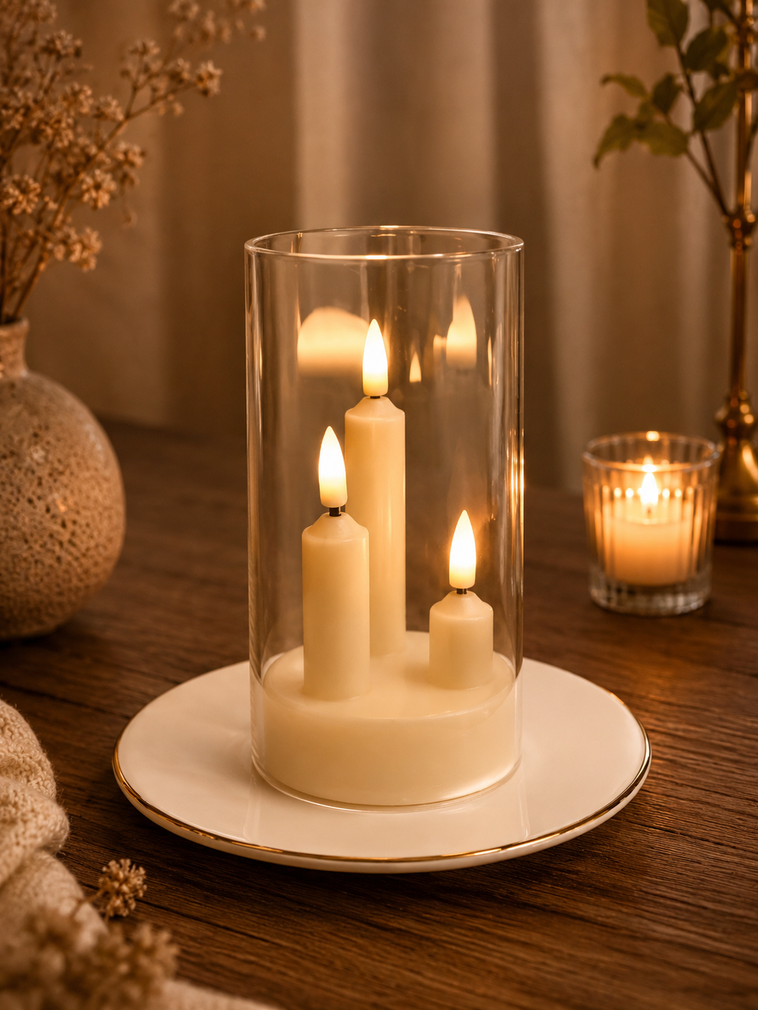 Trio de Bougies LED Flamme Vacillante – Ambiance Cocon
