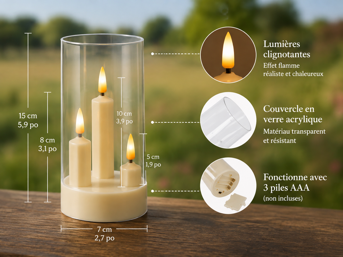 Trio de Bougies LED Flamme Vacillante – Ambiance Cocon