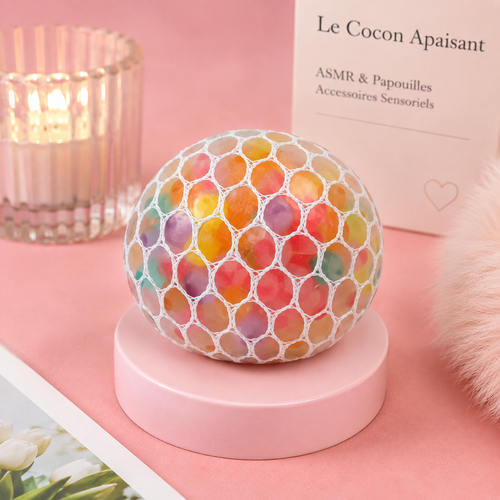 Balle Sensorielle Anti-Stress à Presser – Billes Multicolores