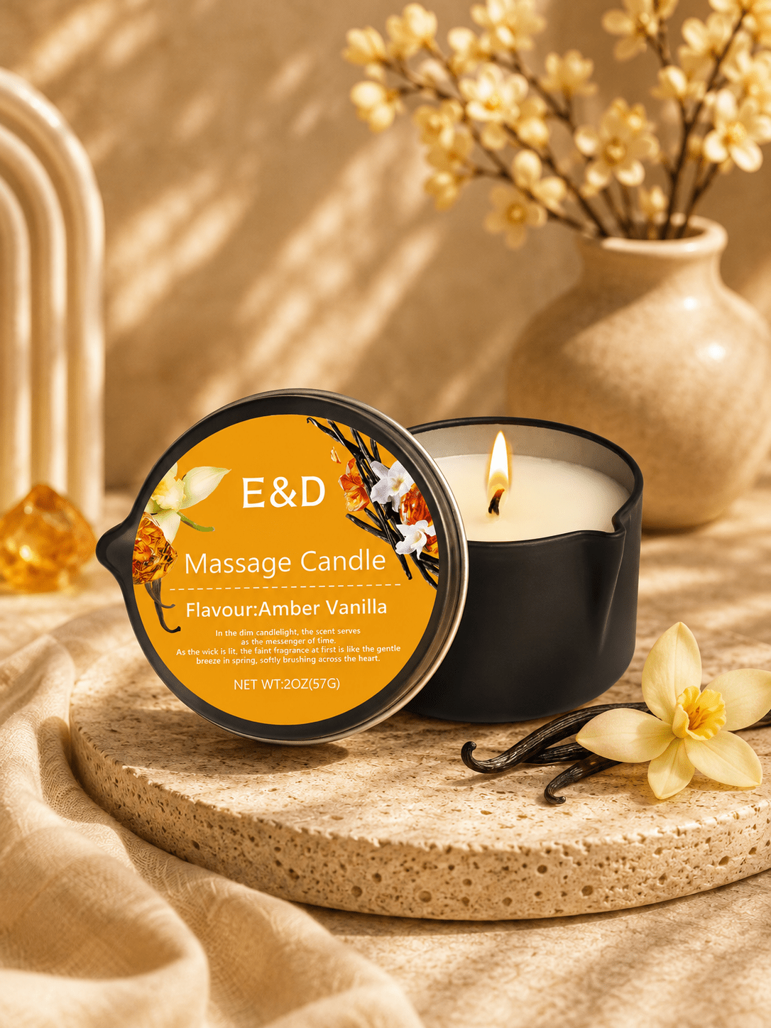 Bougie de Massage Parfumée – Huile Corps Nourrissante & Relaxante - Le Cocon Apaisant