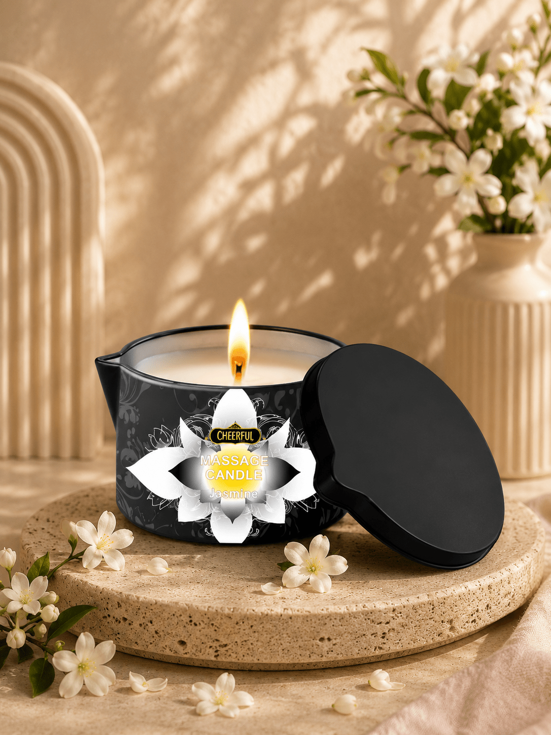 Bougie de Massage Parfumée – Huile Corps Nourrissante & Relaxante - Le Cocon Apaisant