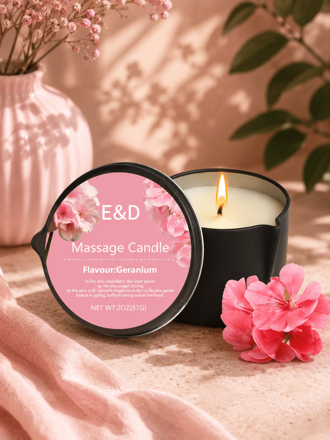 Bougie de Massage Parfumée – Huile Corps Nourrissante & Relaxante - Le Cocon Apaisant