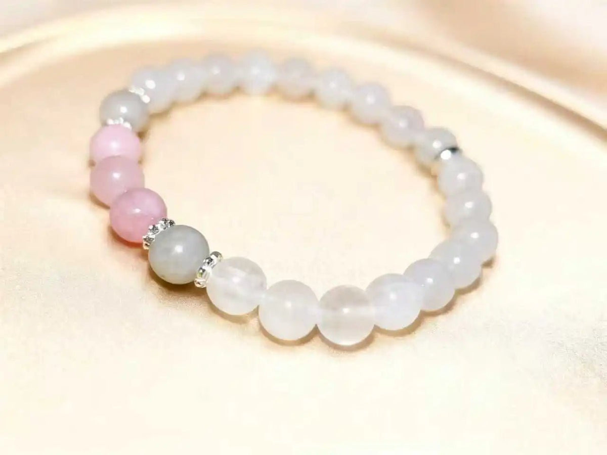 Bracelet Énergie Douce – Quartz Rose & Jade Blanc - Le Cocon Apaisant