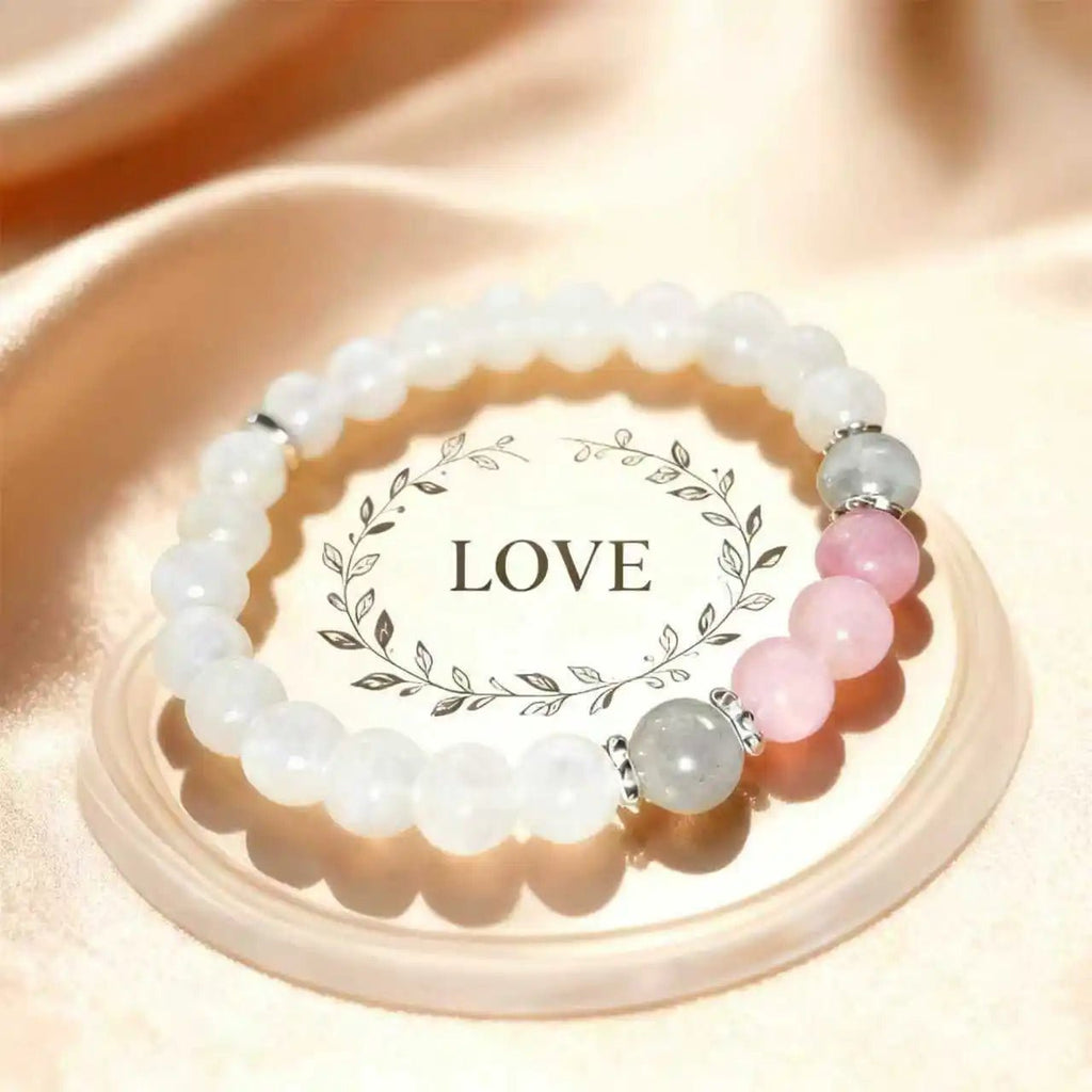 Bracelet Énergie Douce – Quartz Rose & Jade Blanc - Le Cocon Apaisant