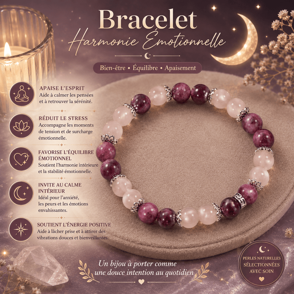 Bracelet Harmonie Émotionnelle – Pierres Roses & Pourpres - Le Cocon Apaisant