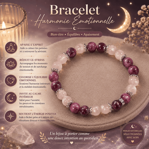 Bracelet Harmonie Émotionnelle – Pierres Roses & Pourpres - Le Cocon Apaisant