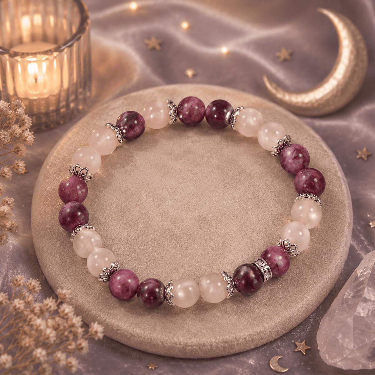 Bracelet Harmonie Émotionnelle – Pierres Roses & Pourpres - Le Cocon Apaisant
