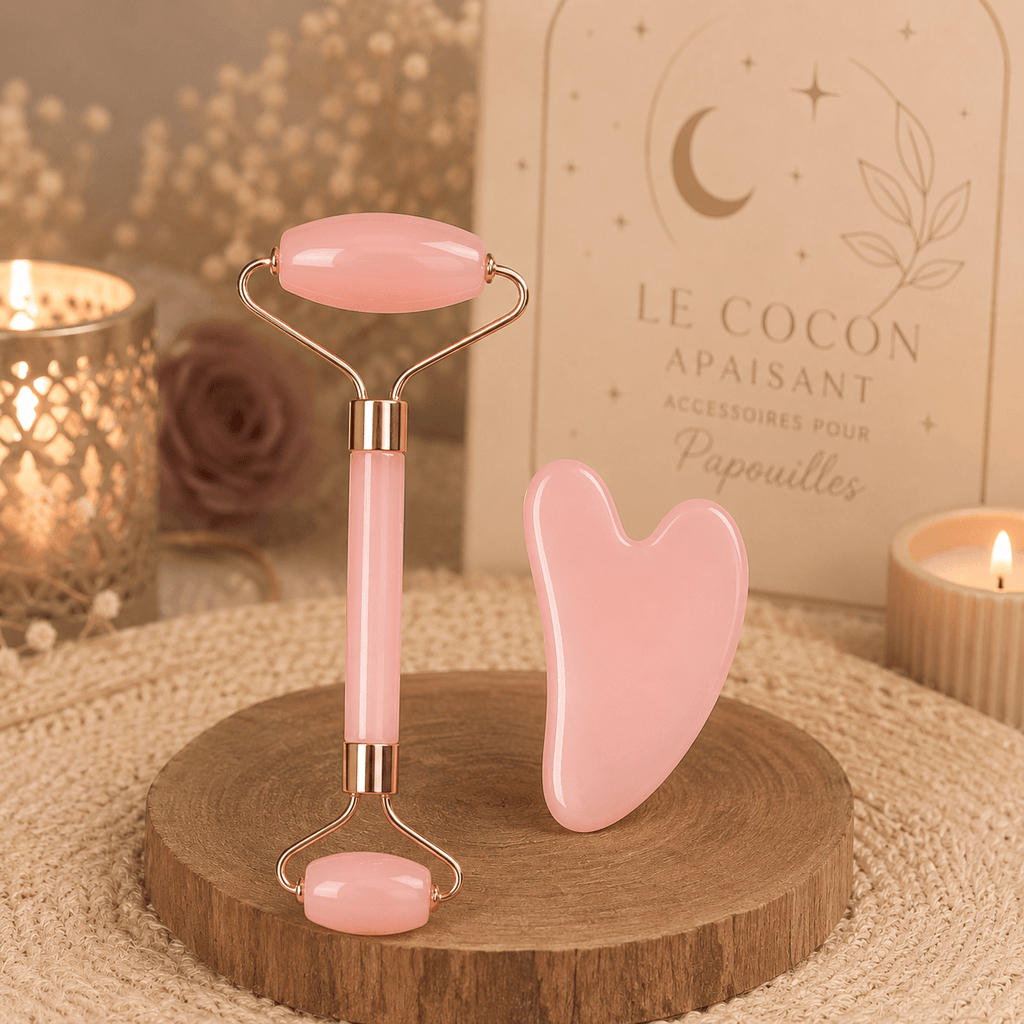 Duo Rouleau & Gua Sha – Accessoire de Papouilles fraîcheur - Le Cocon Apaisant