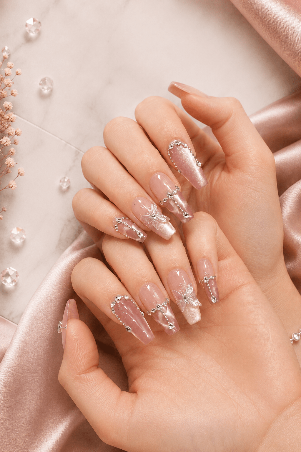 Lot de 10 Press-On Nails – Élégant 🦋 - Le Cocon Apaisant