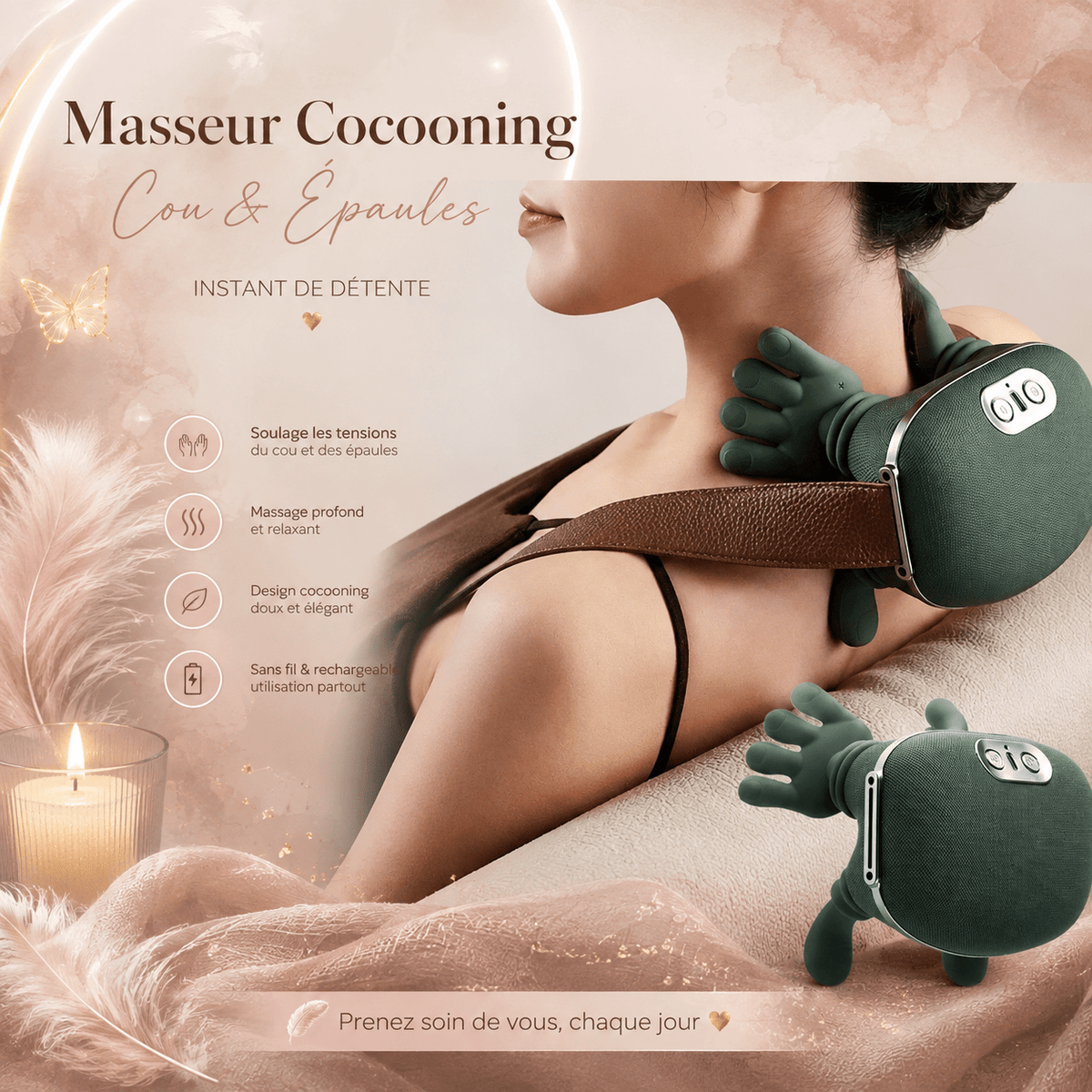 ☁️ Masseur Cocooning Cou & Épaules – Instant de Détente - Le Cocon Apaisant