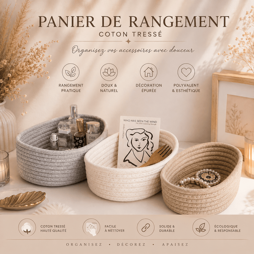 Panier de Rangement en Corde de Coton – Esprit Cocon - Le Cocon Apaisant