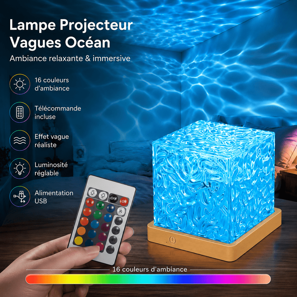 Projecteur Sensoriel Vagues d’Océan LED – 16 Couleurs - Le Cocon Apaisant